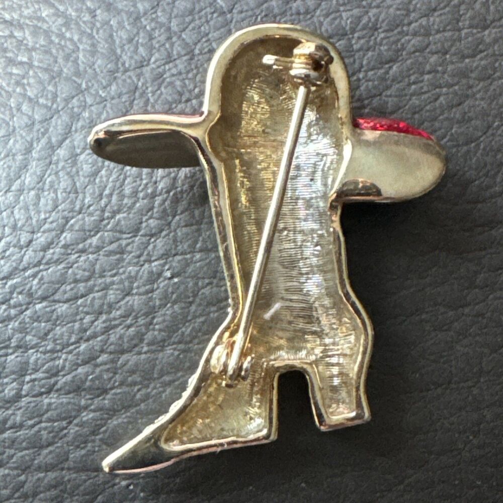 Vintage Art Nouveau Cowgirl Boot and Hat Rhinestone Brooch - Picture 2 of 3